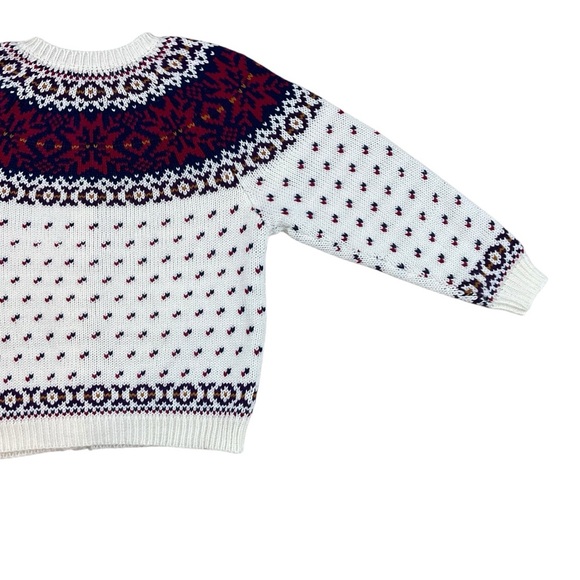 Northern Isles Petites Cream Nordic Fair Isle Cardigan Sweater size PL - Picture 5 of 8
